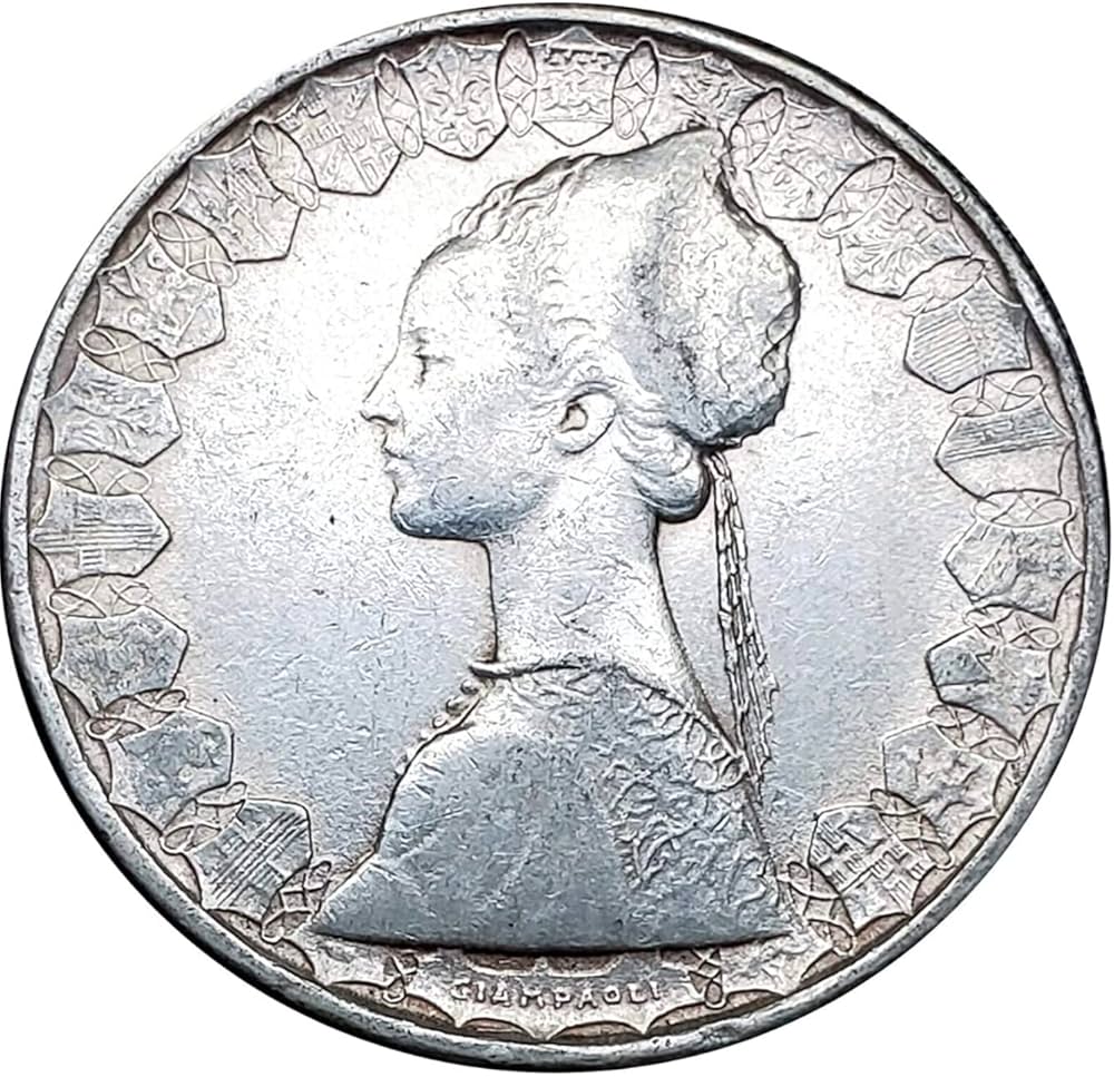 1958-1967 Silver 500 Lira Italian Coin. Repersenting